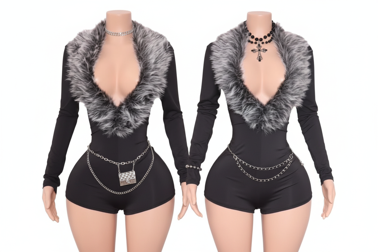 “Rich Girl” fur jumpsuit